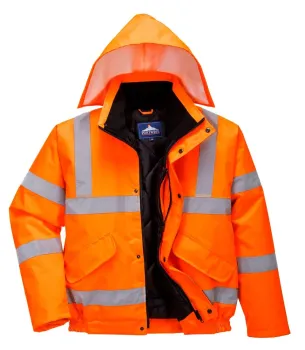 Warnschutz-Pilotenjacke leuchtorange Kapuze M - XXL