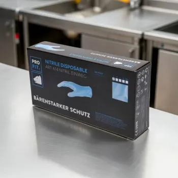 100 Stück Nitril-Einweghandschuh in Box, ungepudert, 24 cm, blau