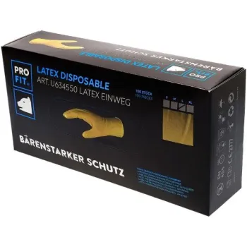 100 Stück Latex- Einweghandschuh, ungepudert, 24 cm, transparent