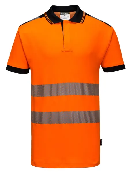 Vision Warnschutz-Poloshirt leuchtorange/schwarz