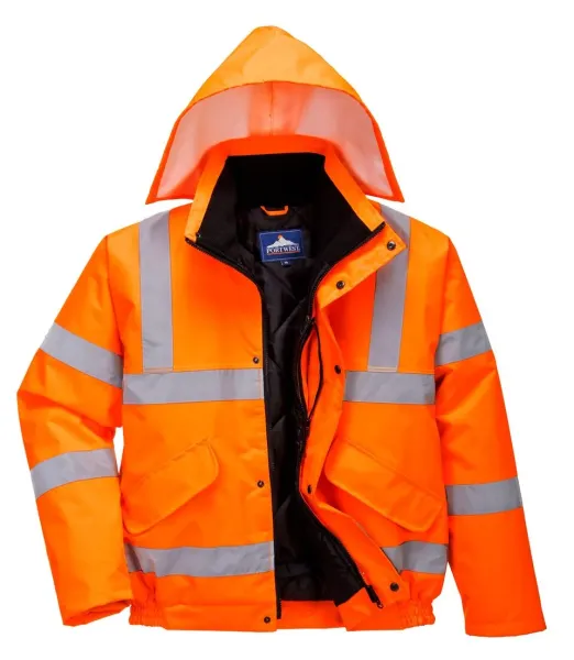 Warnschutz-Pilotenjacke leuchtorange Kapuze M - XXL