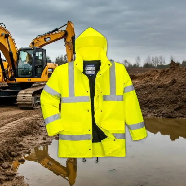 Regen-Warnschutz-Parka HiVis leuchtgelb Kapuze