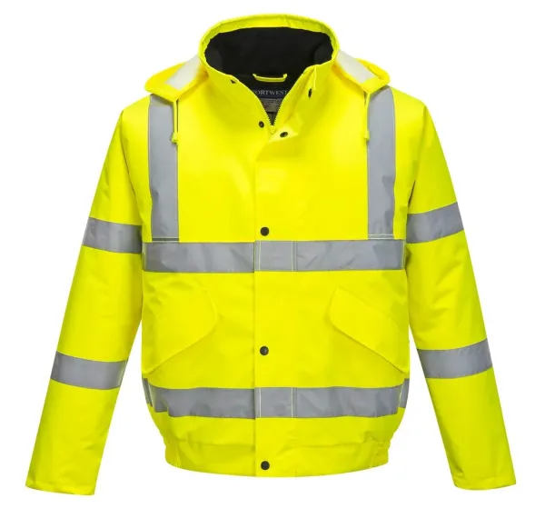 Warnschutz-Pilotenjacke leuchtgelb Kapuze